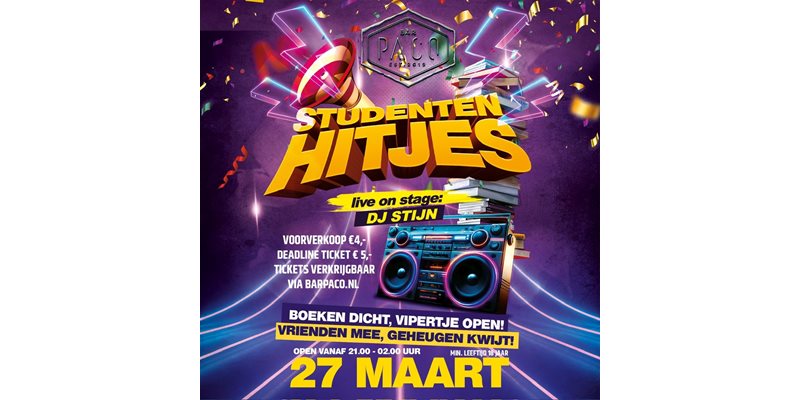 vrijdag 27 maart: Studentenhitjes